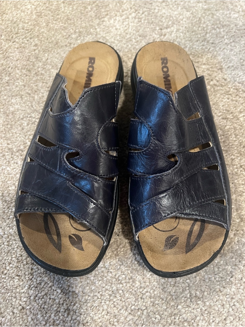 Romika Ibiza Navy Leather Sandals Size 5.5/36